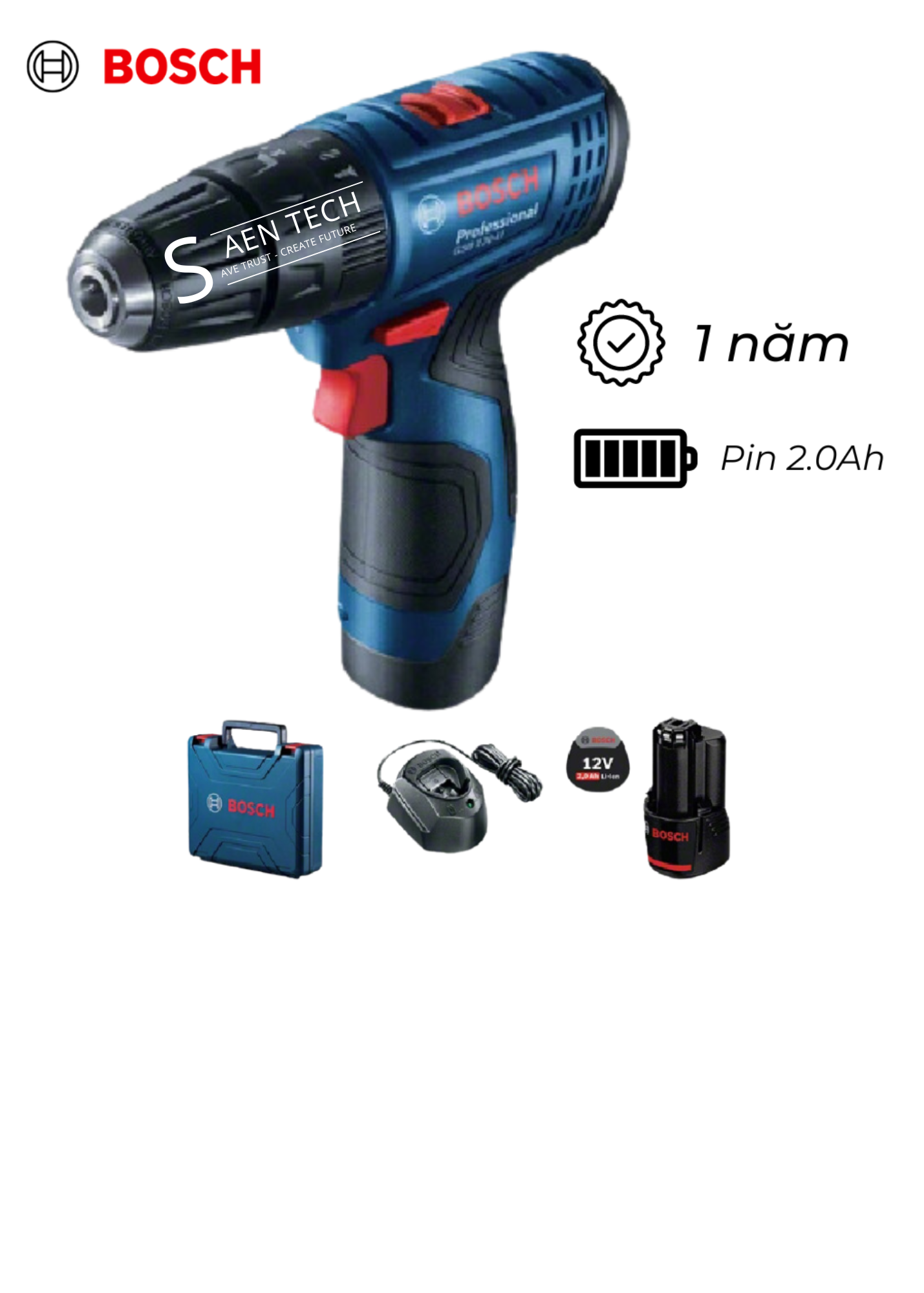 Máy khoan động lực dùng pin 12V GSB 120-LI GEN II Bosch 06019G81K0 (Máy+2 Pin+Sạc)
